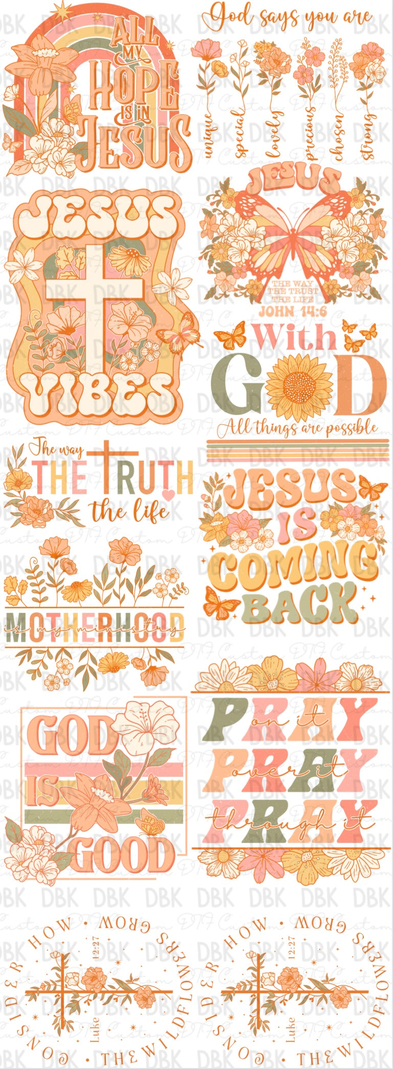 Jesus-Faith 60in Pre-Made Gang Sheet P68