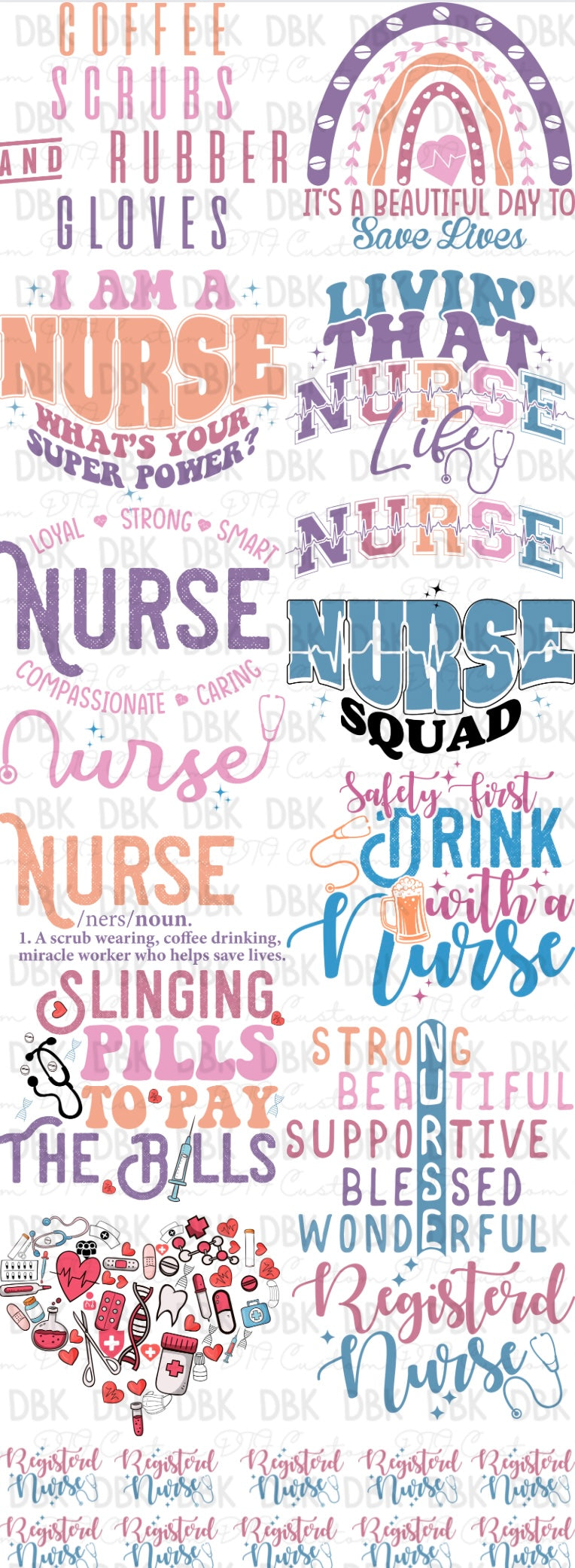 Pastel Nursing 60in Pre-Made Gang Sheet P74