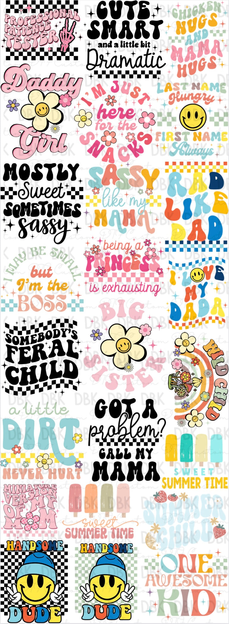 Kid 60in Pre-Made Gang Sheet P73