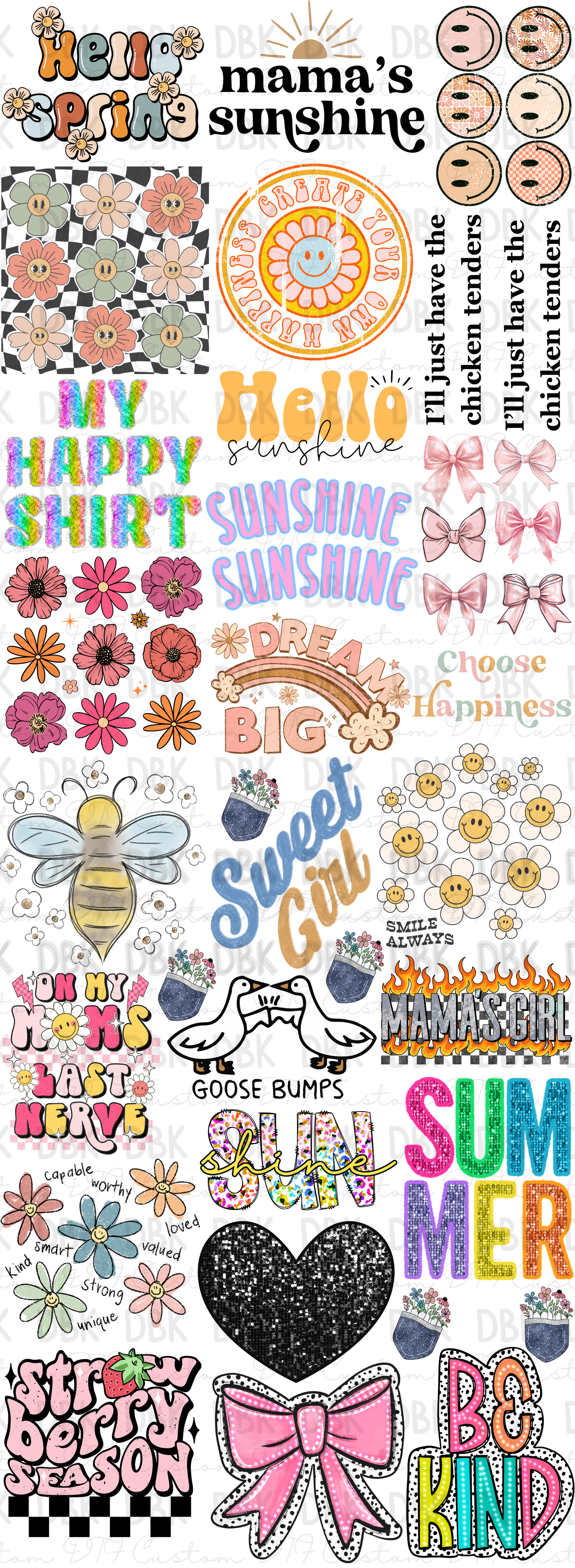 Girl 60in Pre-Made Gang Sheet P82