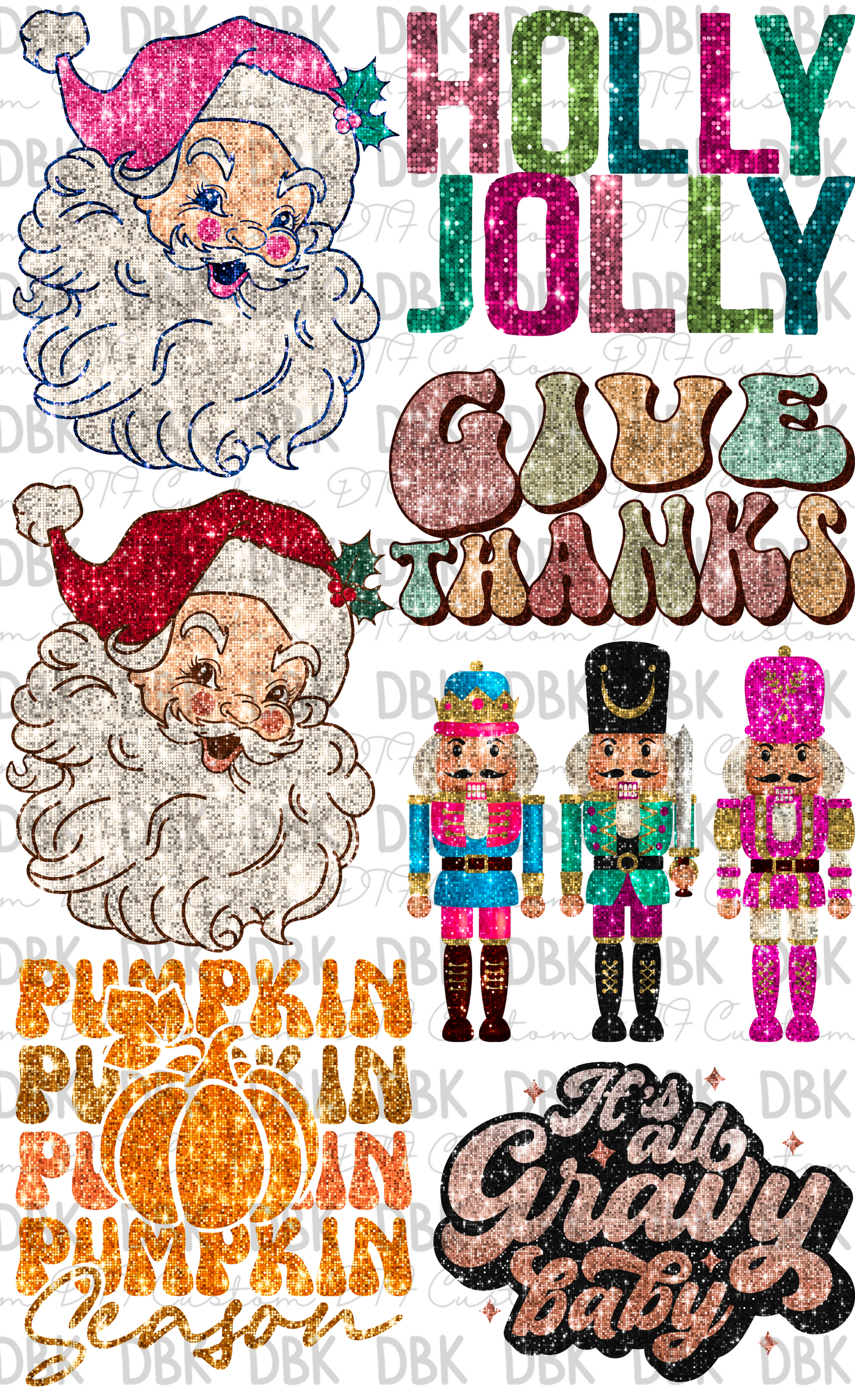 Christmas Gang sheet faux glitter P92