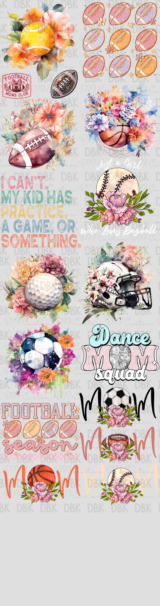 Sports Gang Sheet DTF Transfer P33