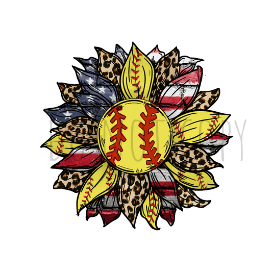 Softball Sunflower DTF transfer C52