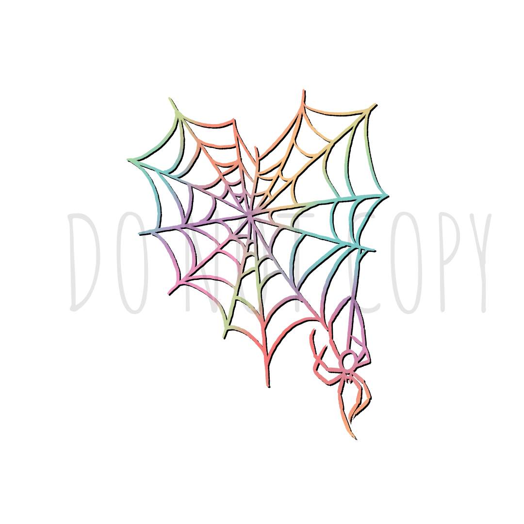 Rainbow Spiderweb DTF transfer H63