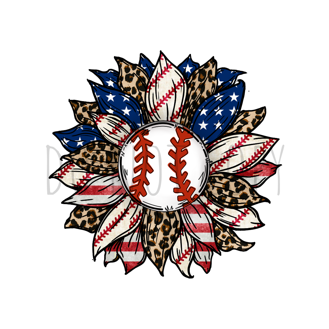 Baseball Sunflower DTF transfer C78