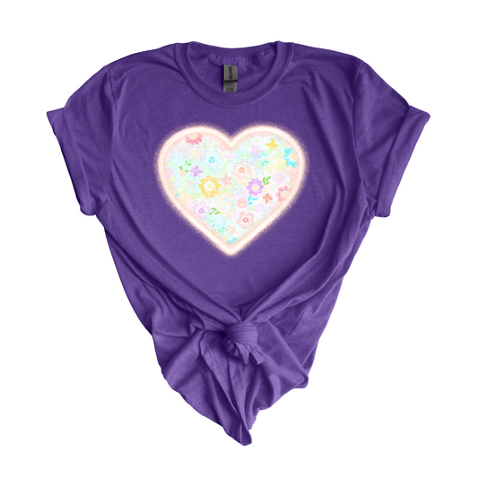 Neon Floral Heart DTF transfer