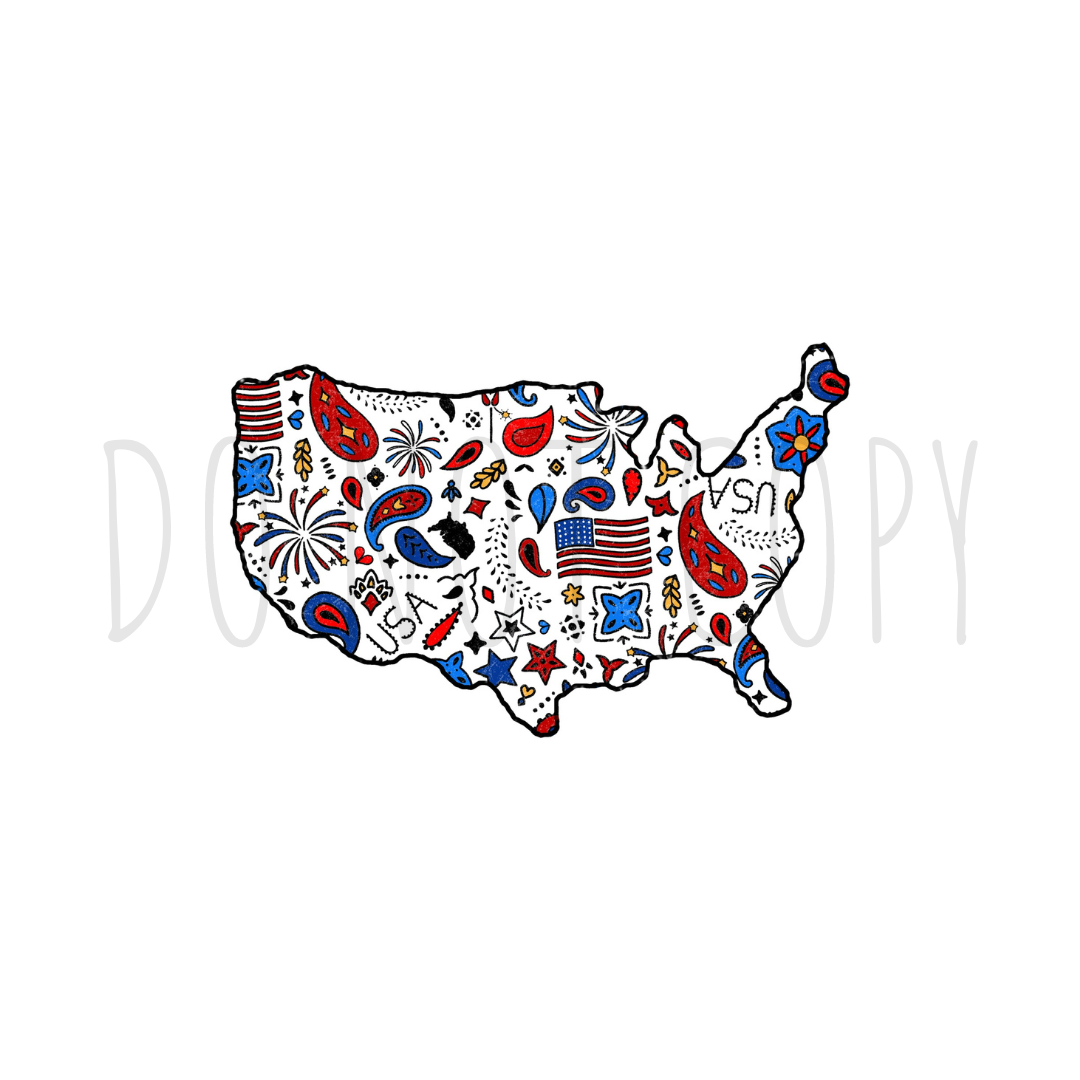 USA Paisley DTF transfer
