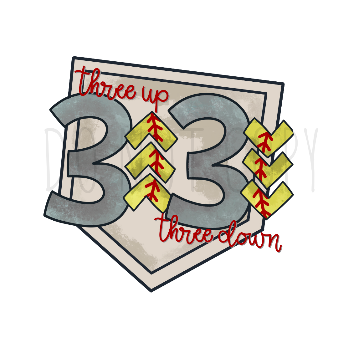 3up 3down softball DTF transfer C33