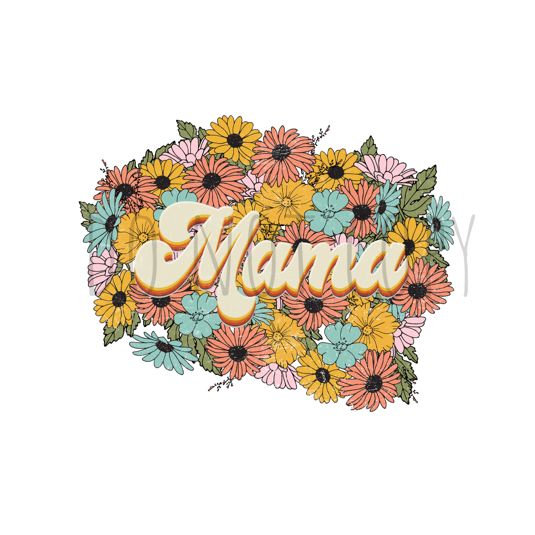 Mama retro floral DTF transfer N171