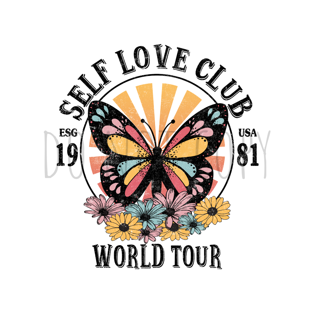 Self Love Club DTF transfer