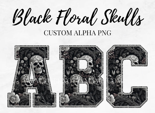 Black Floral Skulls (CUSTOM)