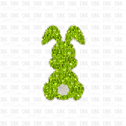 Green Bunny DTF transfer