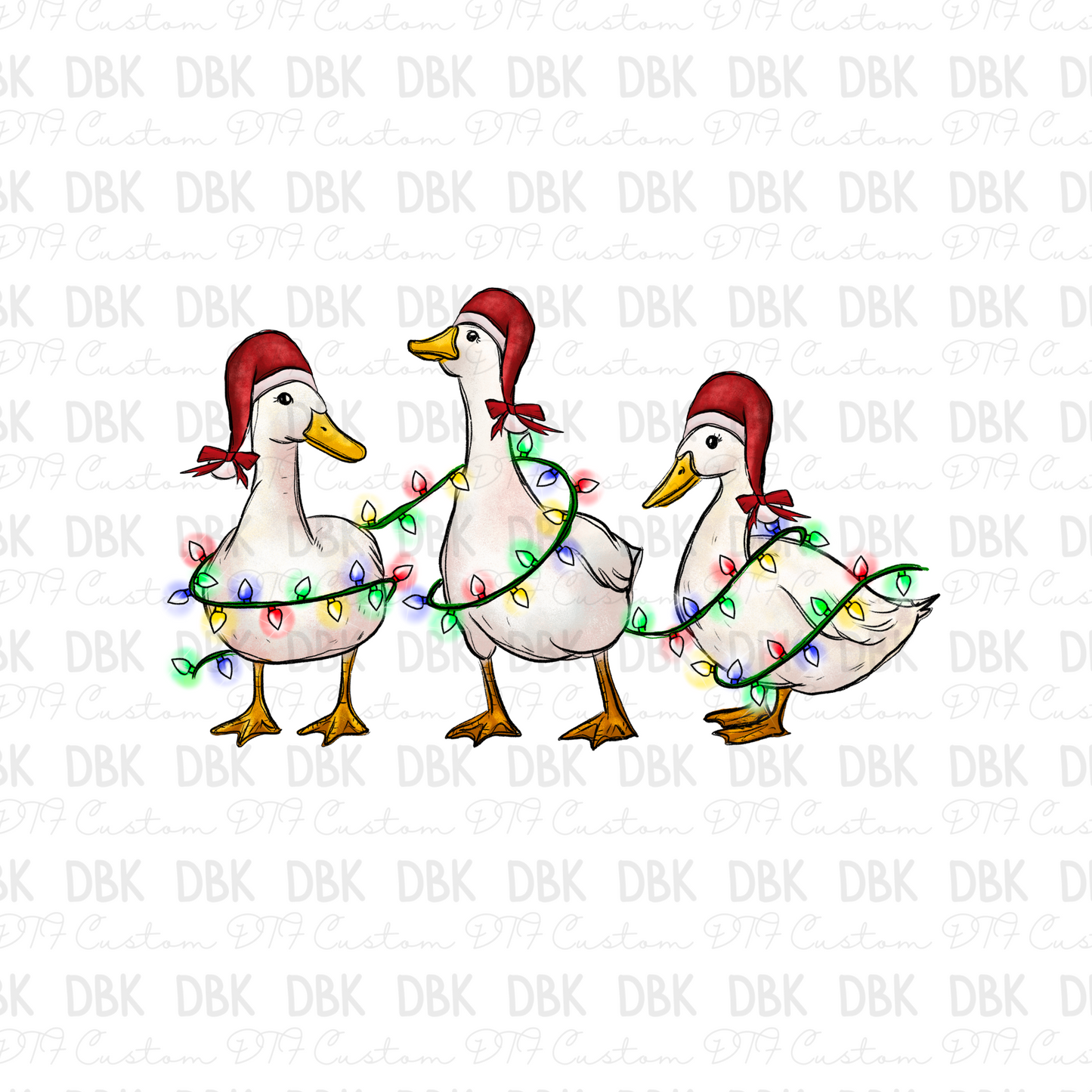 Geese Christmas lights DTF transfer E61