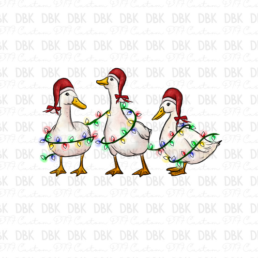 Geese Christmas lights DTF transfer E61