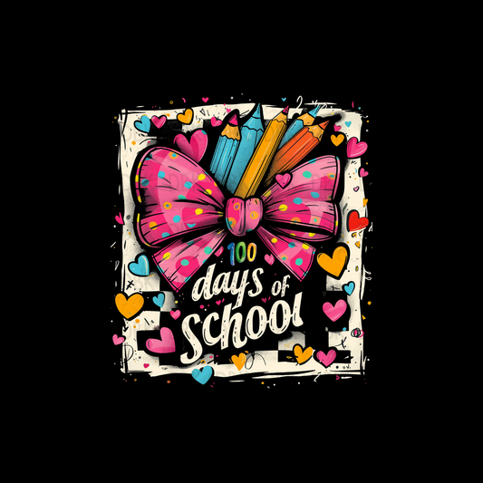100 days of school DTF Transfer HALFTONE print-must go on BLACK A266