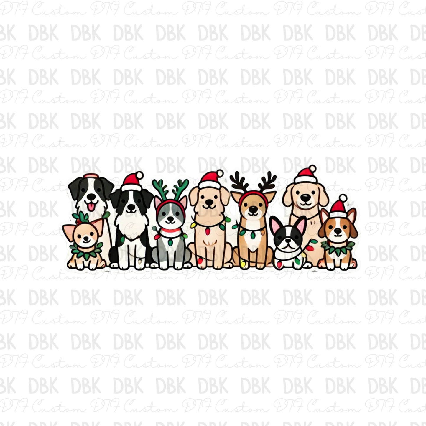 Christmas dogs DTF transfer E233