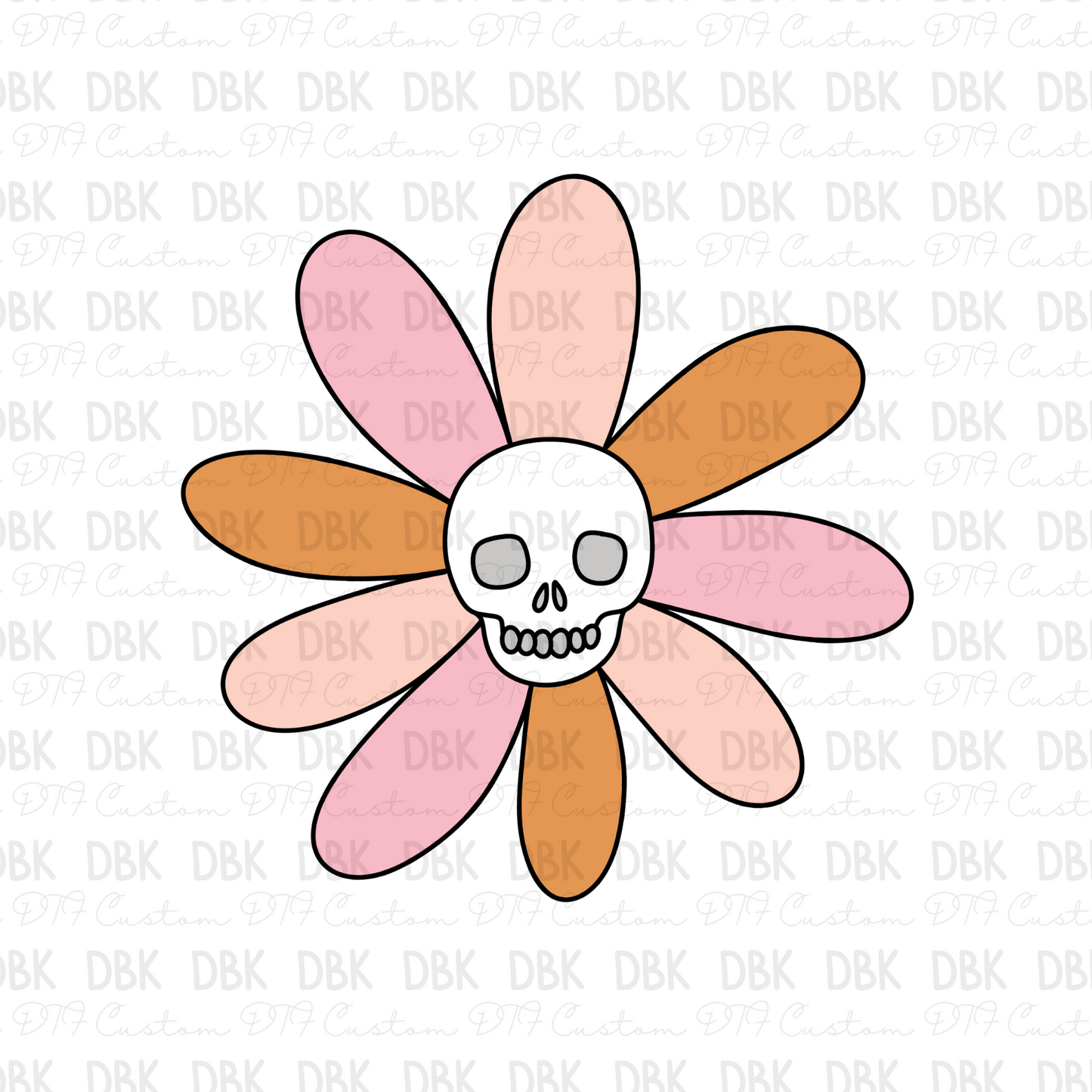 Flower skull DTF transfer H113