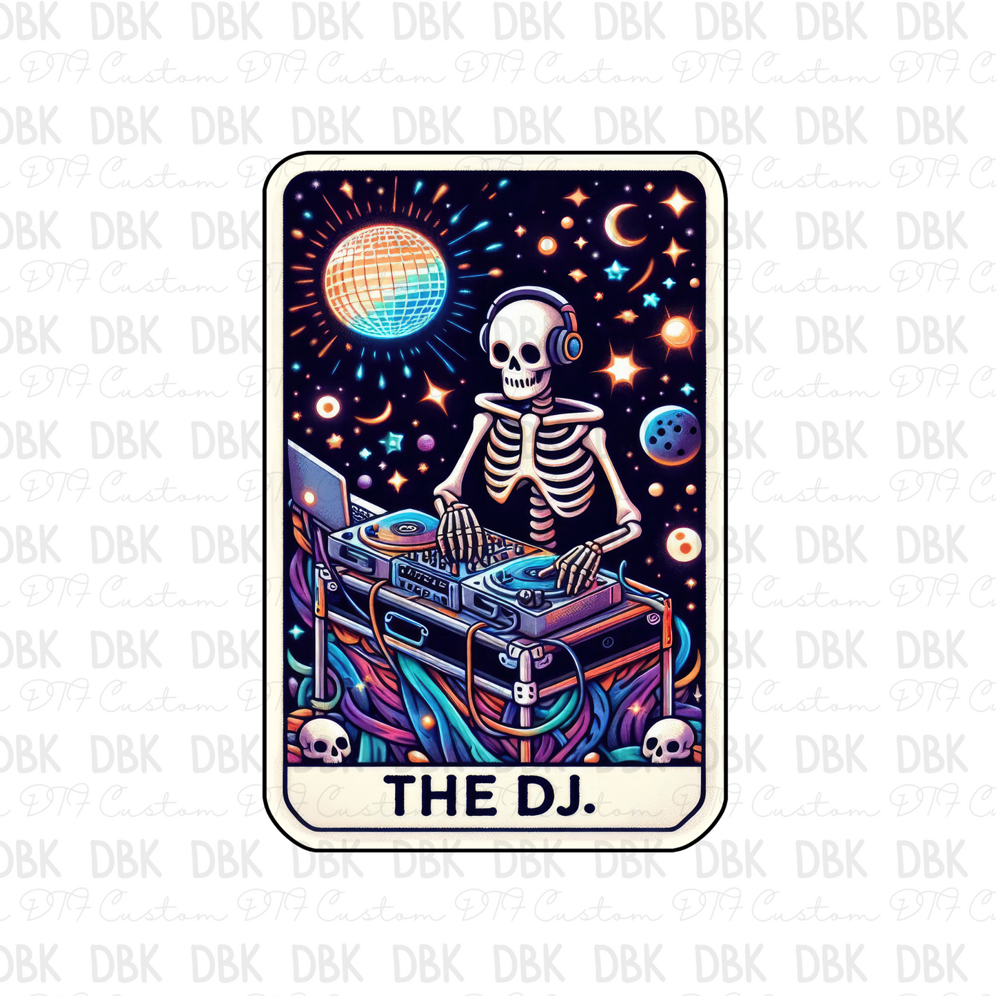 The DJ tarot card DTF transfer