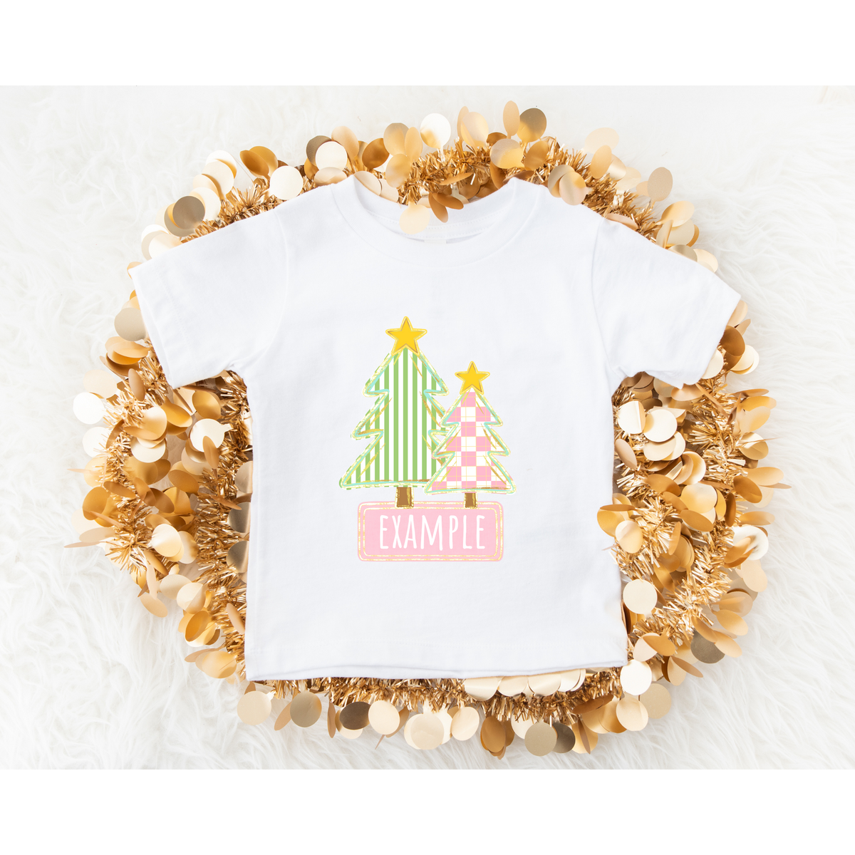 Pink Trees Christmas Custom name DTF Transfer ONLY