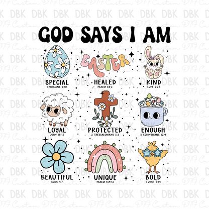 God Says I am DTF transfer W40