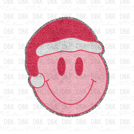 Smiley Santa PINK DTF transfer E261