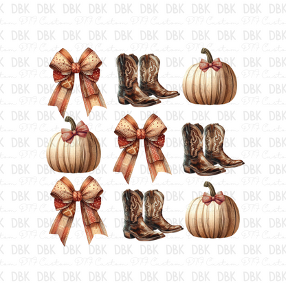 Fall Boots & Bows DTF transfer F65