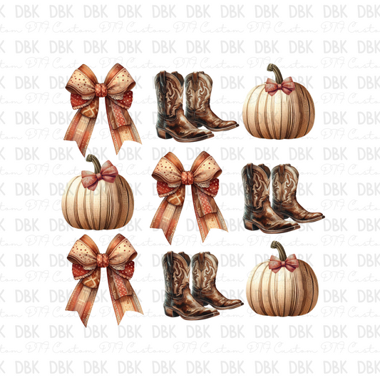 Fall Boots & Bows DTF transfer F65