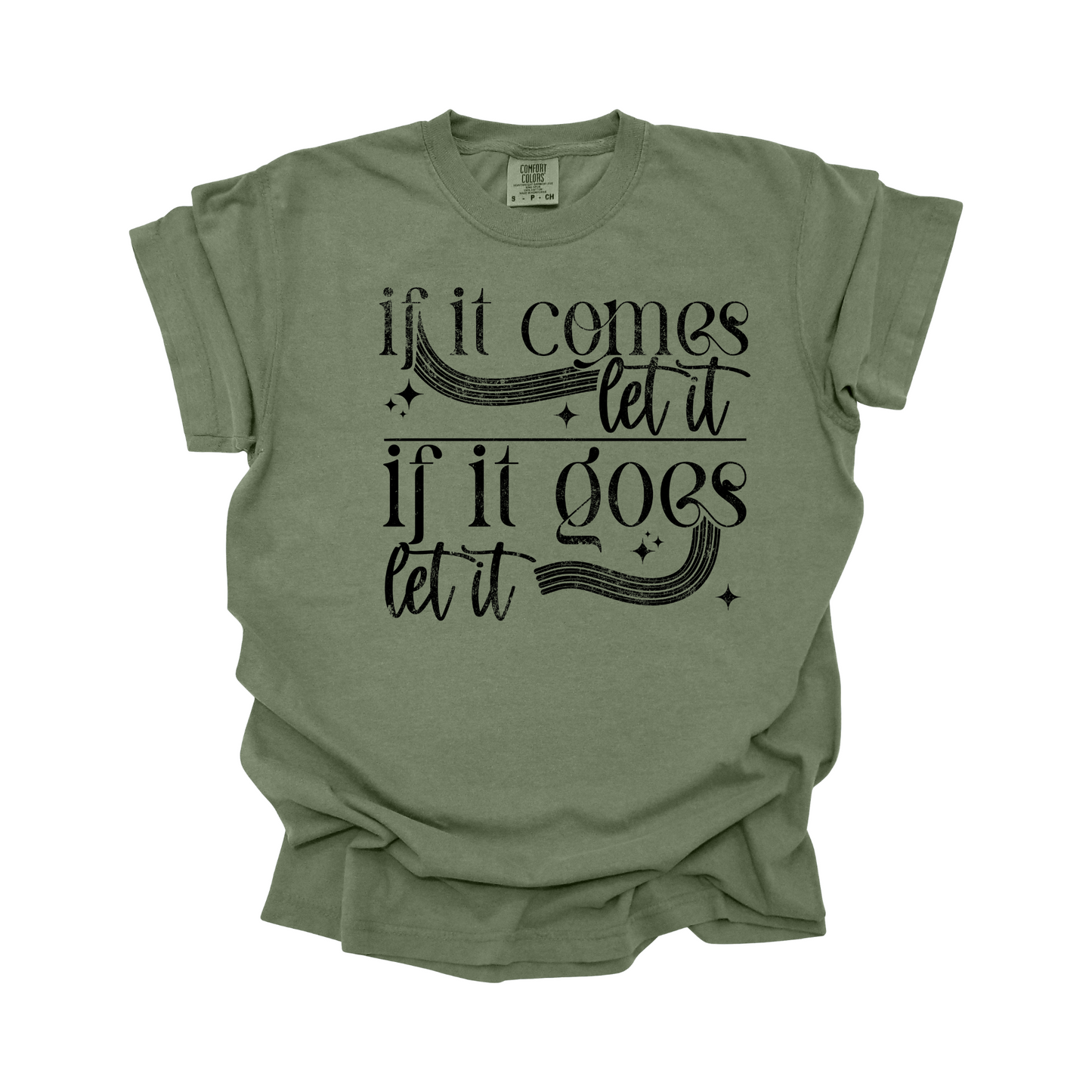 If it comes let it, if it goes let it DTF Transfer BLACK