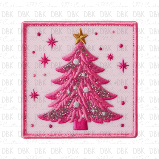 Pink Christmas Tree DTF Transfer B254