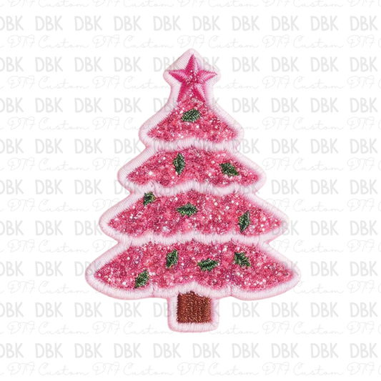Pink Christmas Tree DTF Transfer B253