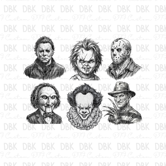 Halloween Characters DTF Transfer H364