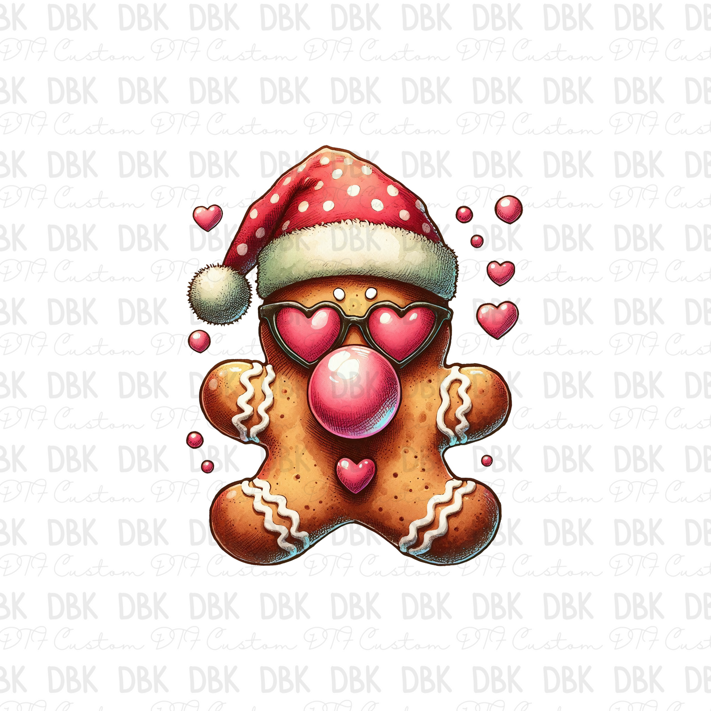 Gingerbread bubble DTF transfer E232