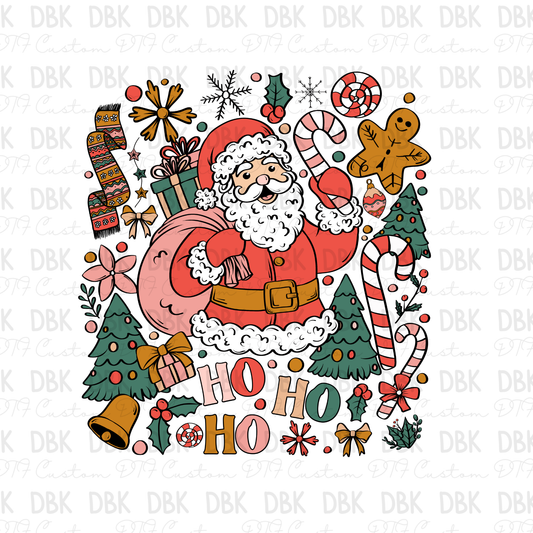 Colorful Ho Ho Ho DTF Transfer E123