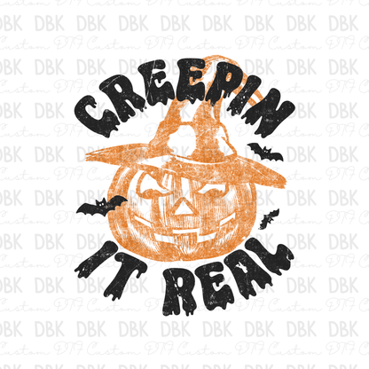 Creepin it real ORANGE DTF Transfer H365