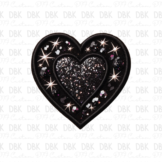 Black Heart DTF transfer B289