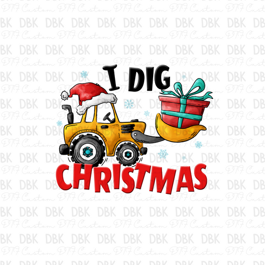 I dig Christmas DTF transfer E139