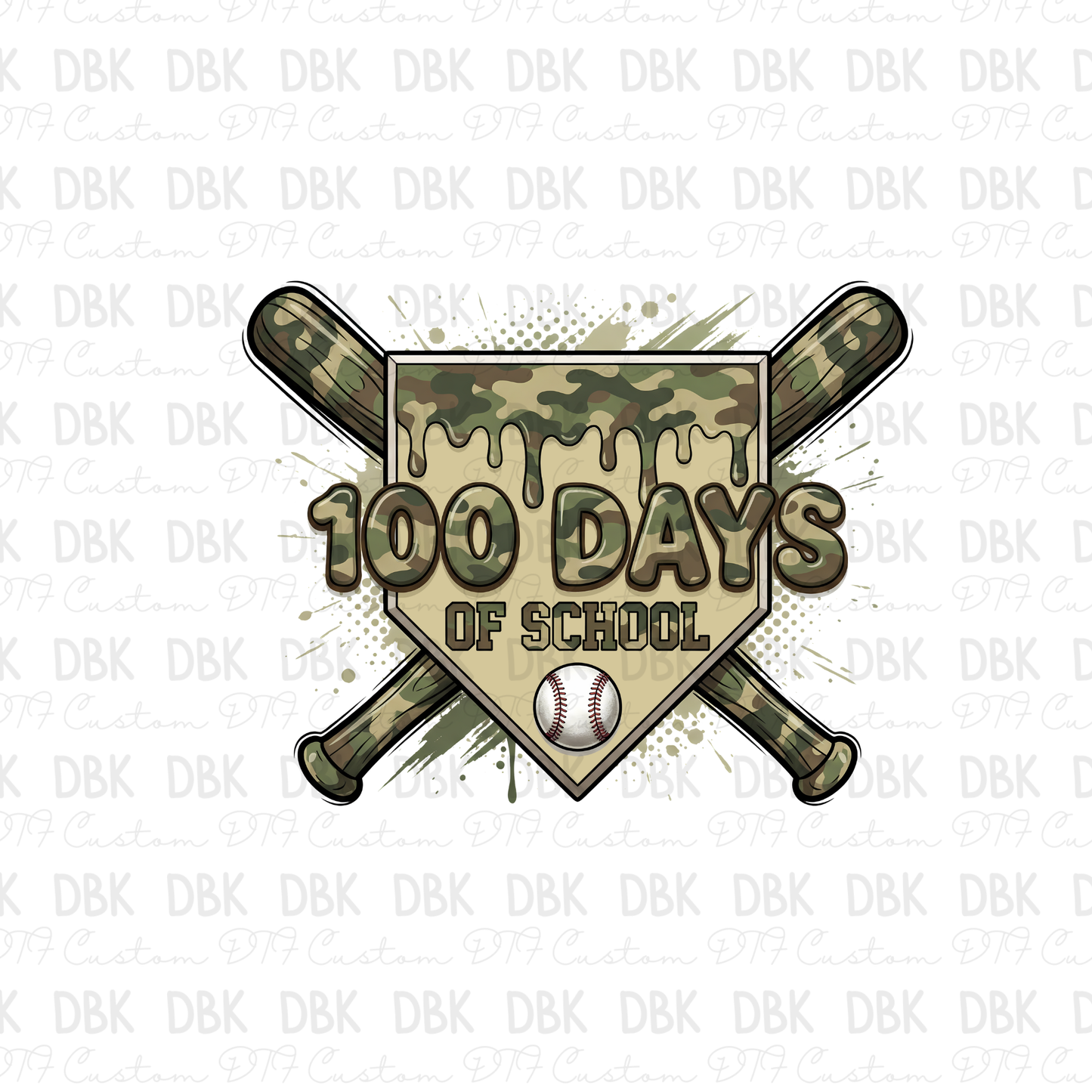 100 days of school baseball DTF Transfer A279
