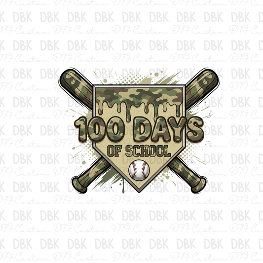 100 days of school baseball DTF Transfer