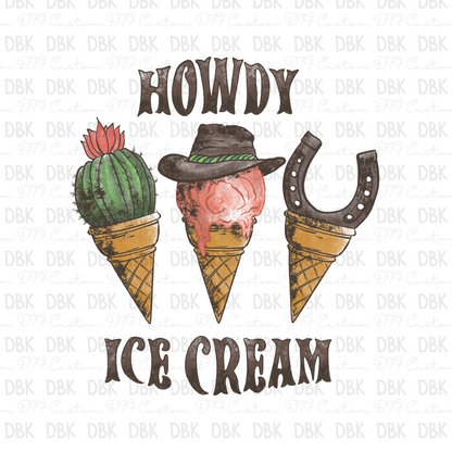 Howdy ice cream DTF transfer K74
