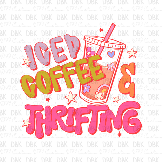 Iced coffee and thrifting DTF Transfer I344