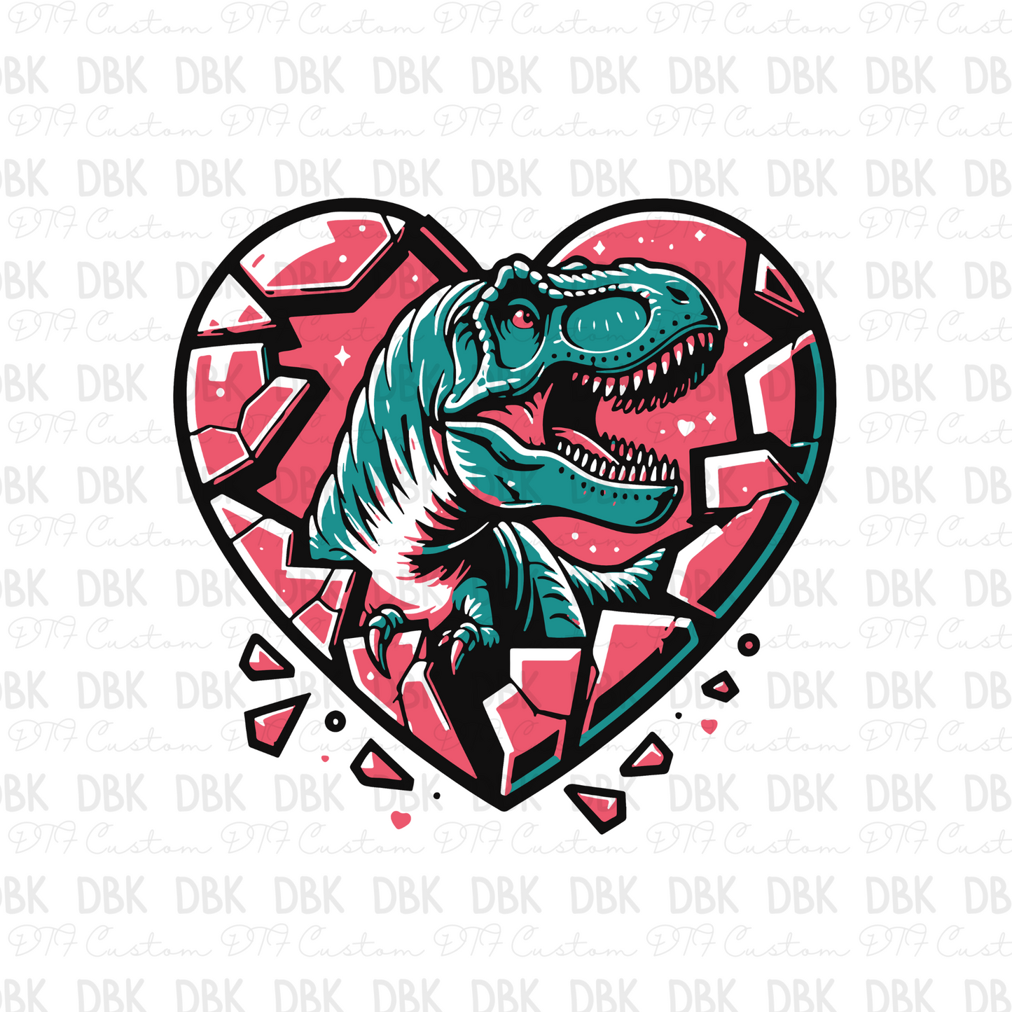 Dino in heart DTF transfer J44