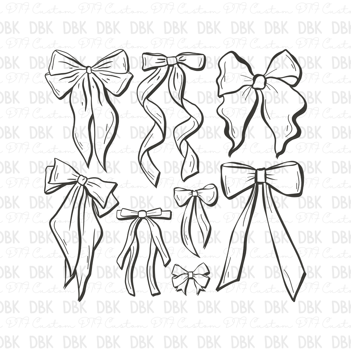Bows DTF Transfer GREY Z7