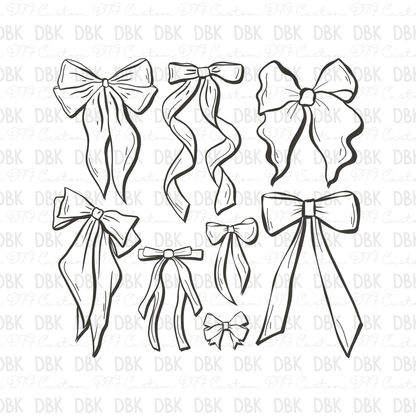 Bows DTF Transfer GREY Z7