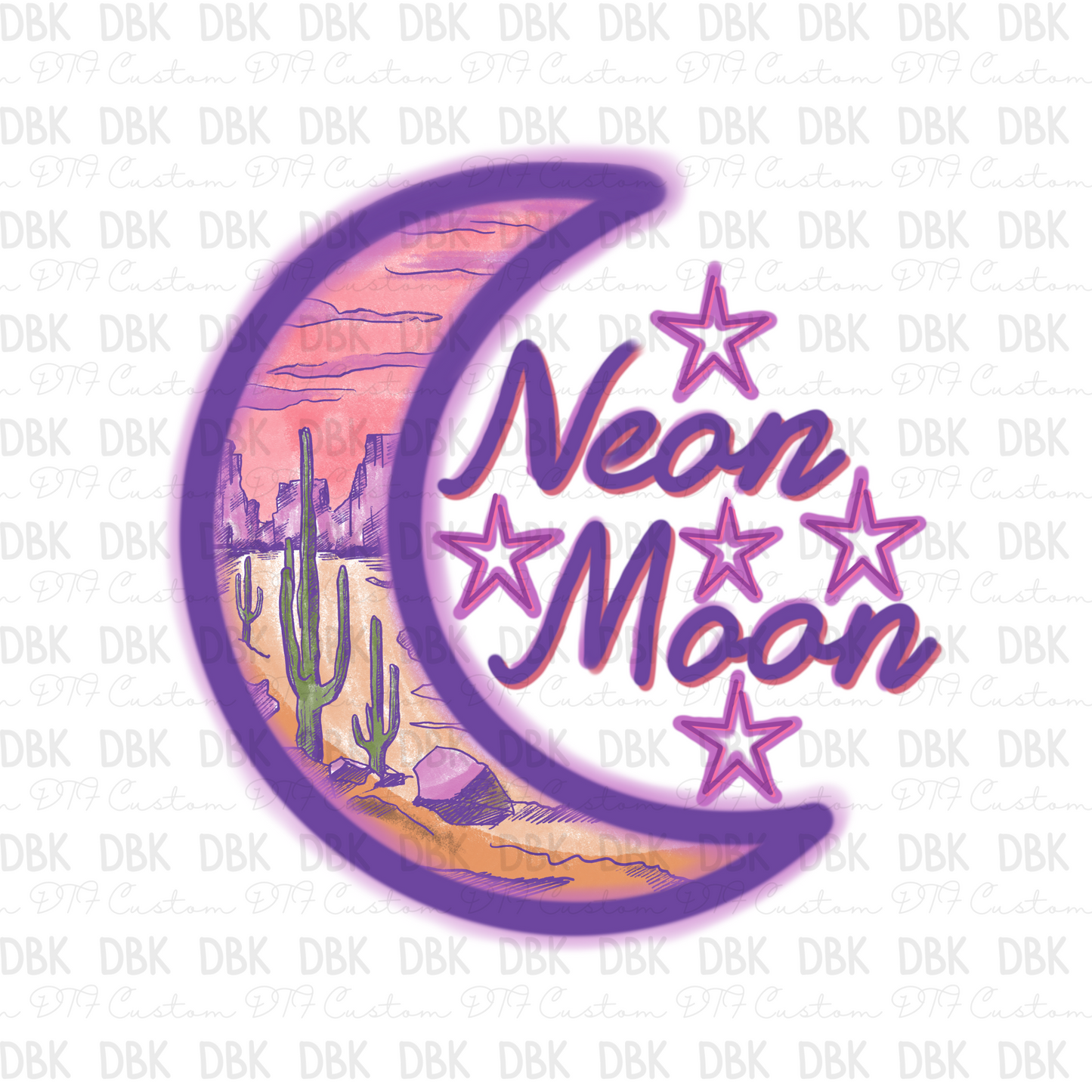 Neon moon DTF transfer