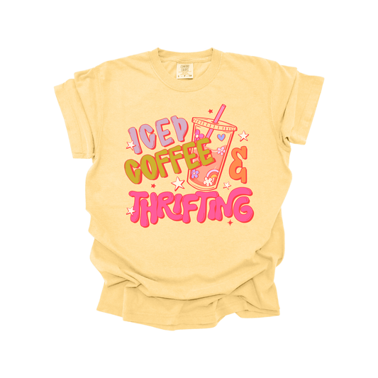 Iced coffee and thrifting DTF Transfer I344