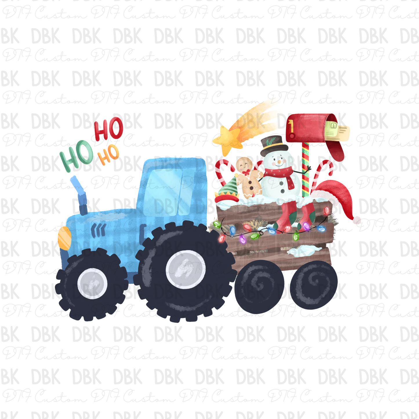 Christmas tractor DTF Transfer E160