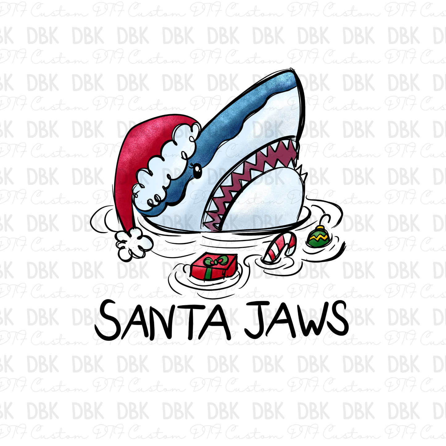 Santa Jaws DTF transfer E65