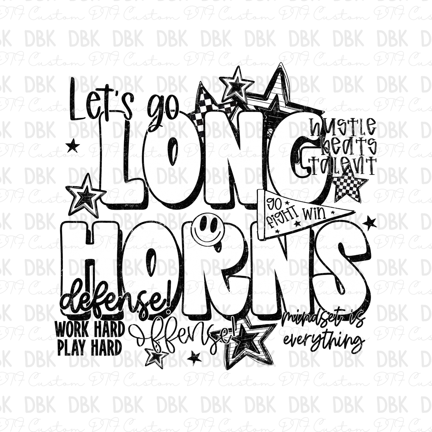 Long Horns DTF Transfer