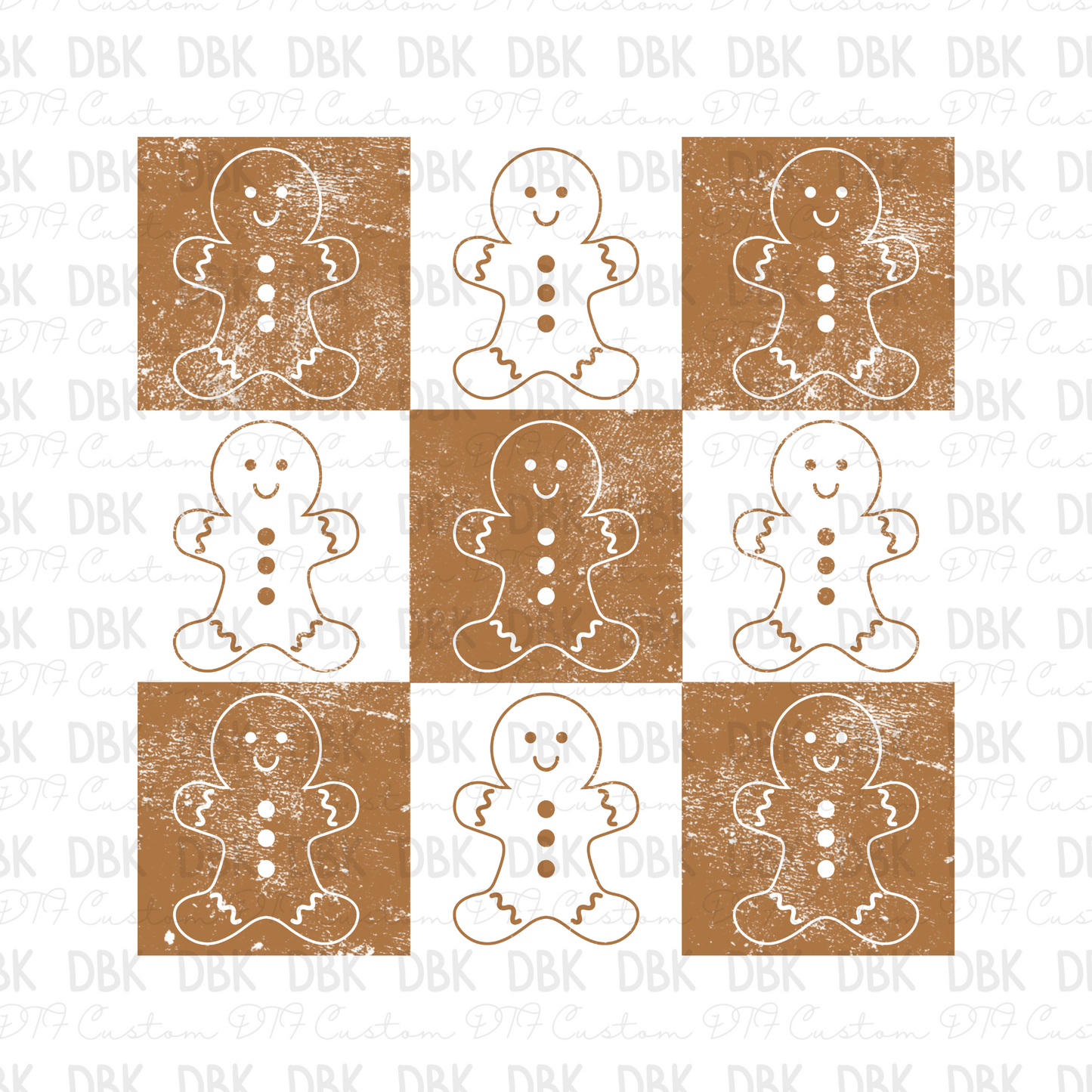 Checkered gingerbread man DTF Transfer E204