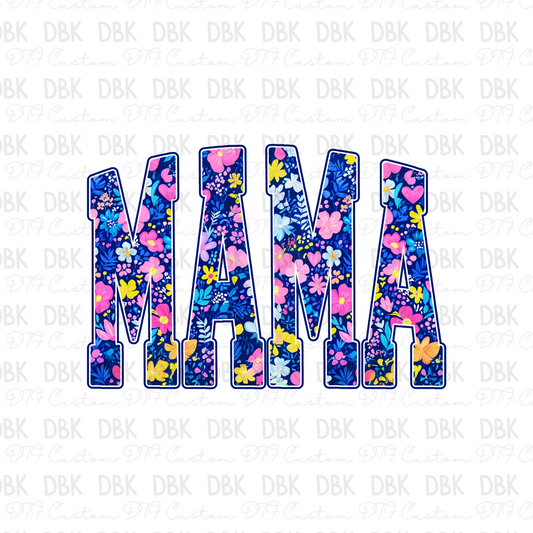 Blue Floral Mama DTF Transfer